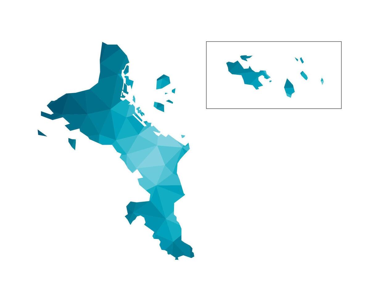 vector geïsoleerd illustratie icoon met vereenvoudigd blauw silhouet van Seychellen kaart. veelhoekige meetkundig stijl, driehoekig vormen. wit achtergrond.