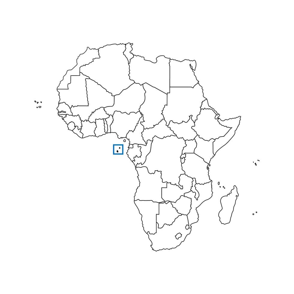 vector geïsoleerd illustratie met Afrikaanse continent met borders van staten. zwart schets politiek kaart van sao naar mij en principe. wit achtergrond.