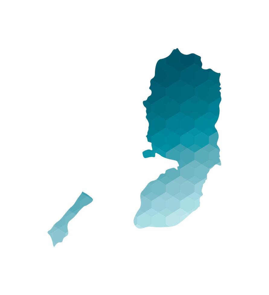 vector geïsoleerd illustratie icoon met vereenvoudigd blauw silhouet van staat van Palestina kaart. veelhoekige meetkundig stijl. wit achtergrond.