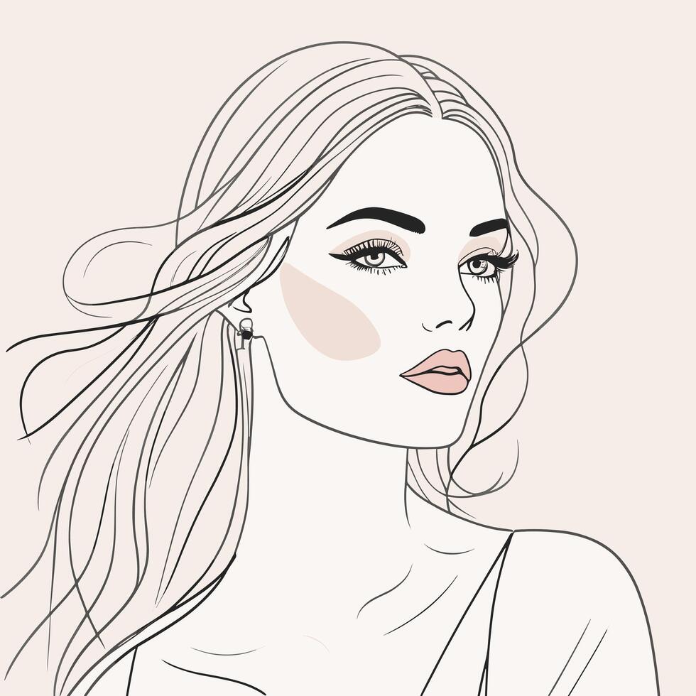 vrouw lijn kunst portret illustratie vector ontwerp