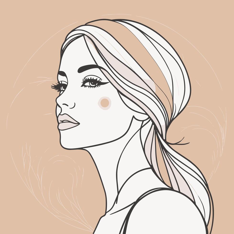 vrouw lijn kunst portret illustratie vector ontwerp