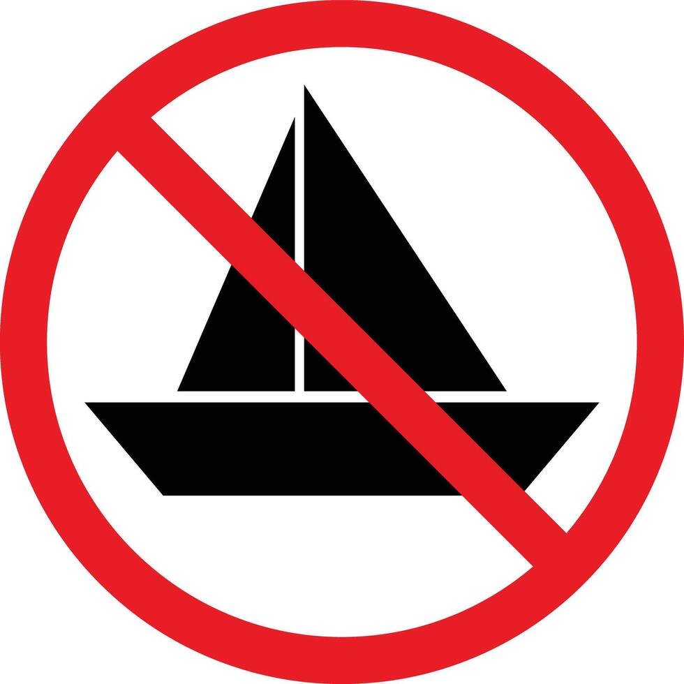 Nee boot teken . boot verboden teken . boot niet toegestaan teken . vector illustratie