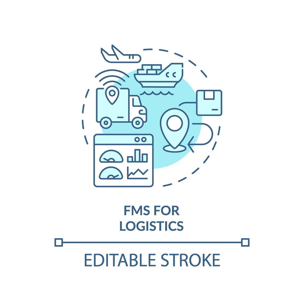 fms voor logistiek zacht blauw concept icoon. Verzending logistiek, vervoer beheer. ronde vorm lijn illustratie. abstract idee. grafisch ontwerp. gemakkelijk naar gebruik in infografisch, presentatie vector