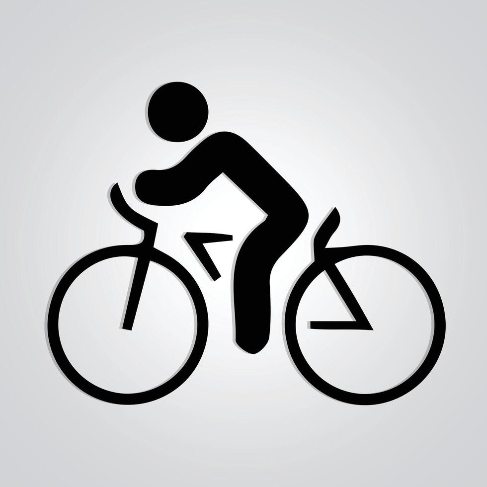 fiets mannen uniek icoon en fiets logo met zilver achtergrond. vector illustratie