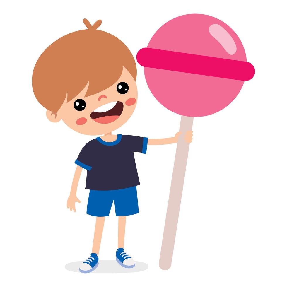 illustratie van kind met lolly vector