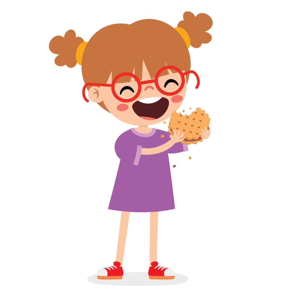 illustratie van kind met biscuit vector