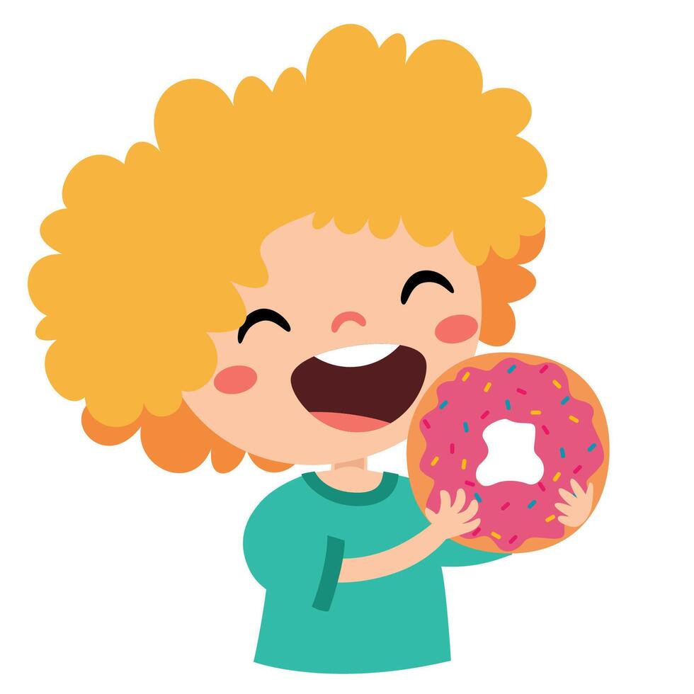 illustratie van kind met donut vector