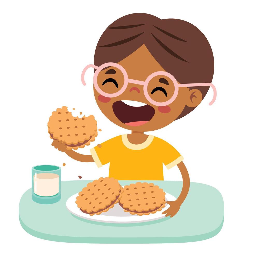 illustratie van kind met biscuit vector