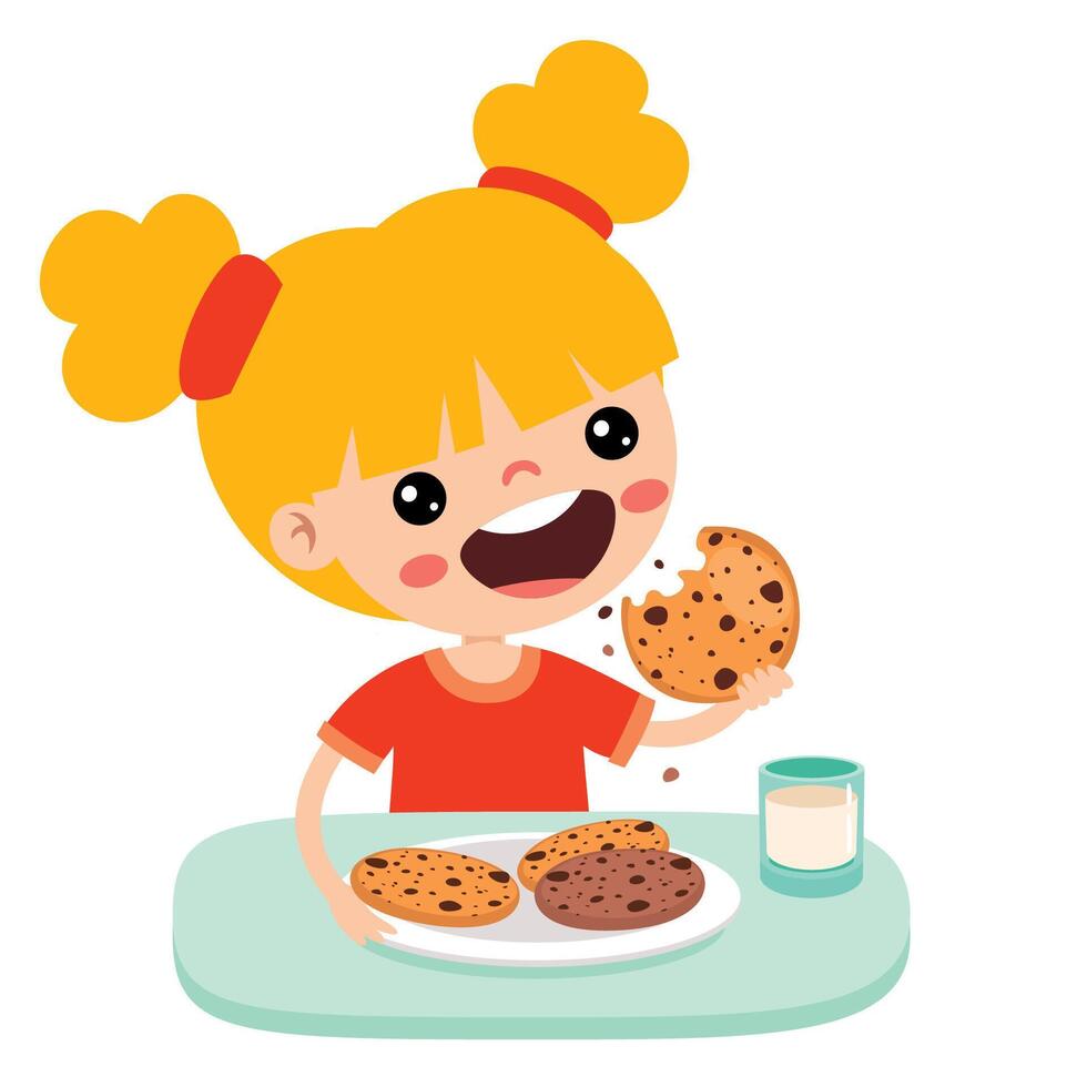 illustratie van kind met koekje vector