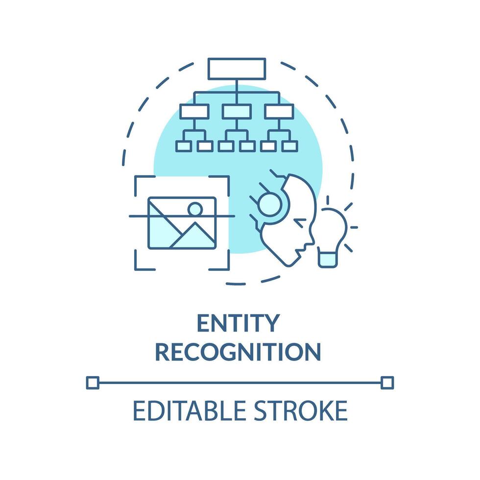 entiteit herkenning zacht blauw concept icoon. beeld herkenning, informatie hiërarchie. ronde vorm lijn illustratie. abstract idee. grafisch ontwerp. gemakkelijk naar gebruik in infografisch, presentatie vector