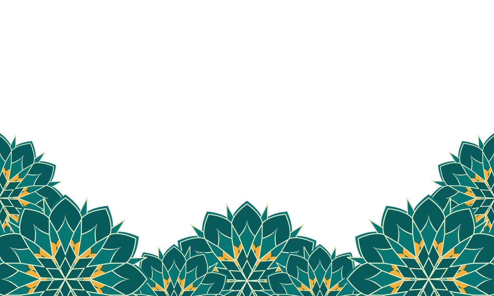 Islamitisch grens kader banier en achtergrond met groen mandala bloem element decoratie vector illustratie