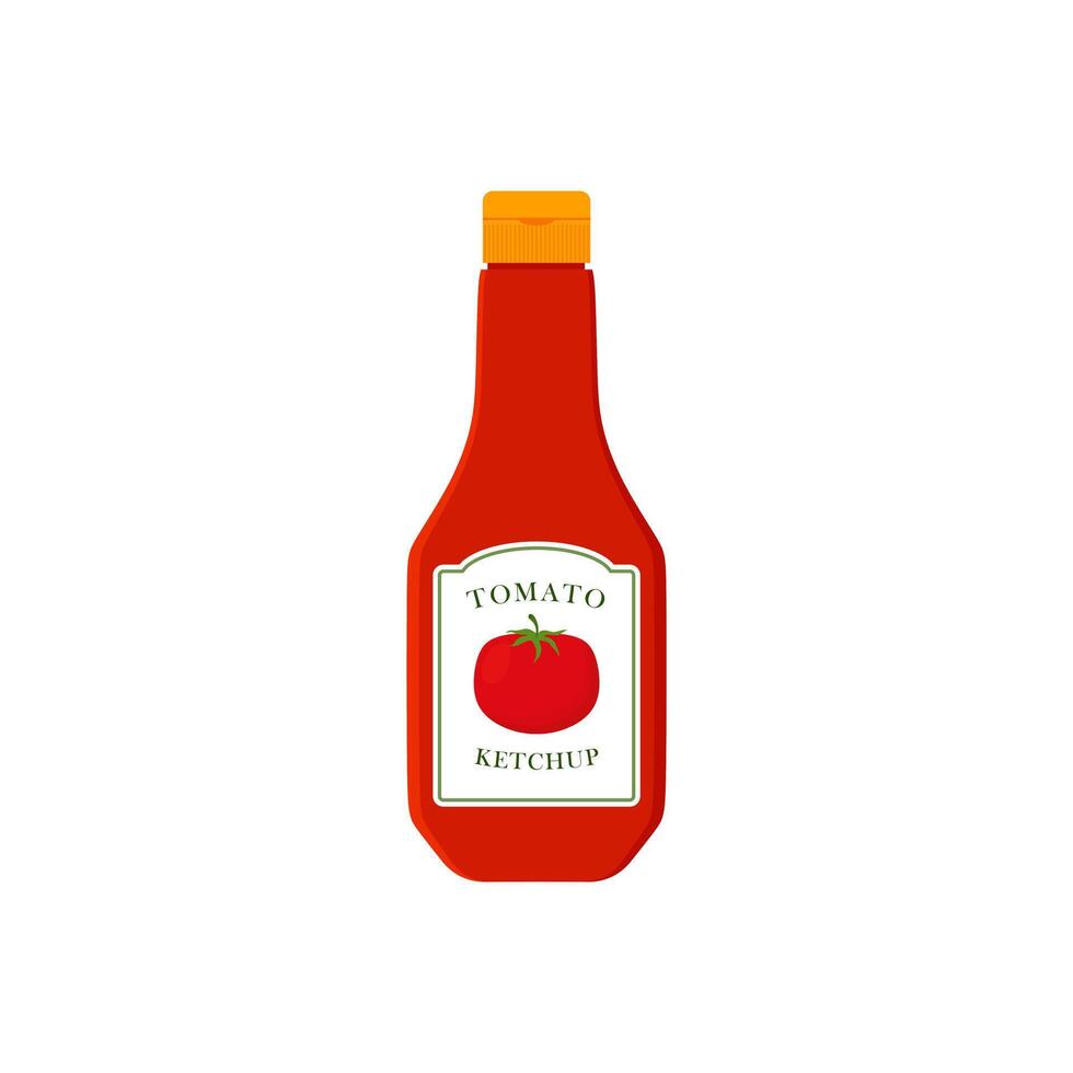 tomaat ketchup vlak ontwerp vector illustratie. fles tomaat rood saus gezond biologisch vegetarisch natuurlijk groente symbool vector icoon. keuken ketchup voedsel