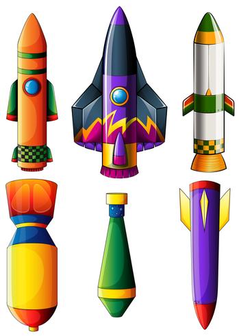 Een groep kleurrijke raketten vector