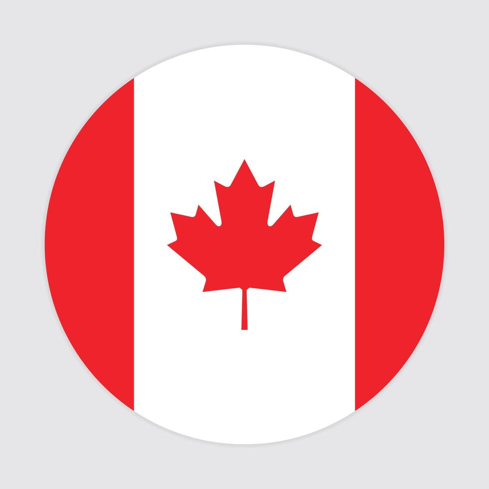 vlak illustratie van de Canadees vlag. Canada vlag vector icoon ontwerp. Canada cirkel vlag. ronde van Canada vlag.