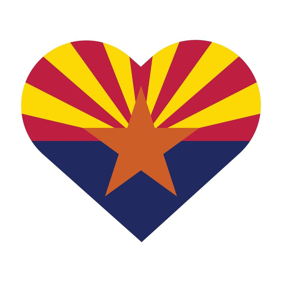 Arizona staat vlag vector icoon ontwerp. Arizona staat vlag in hart vorm geven aan. vector Arizona vlag in hart.