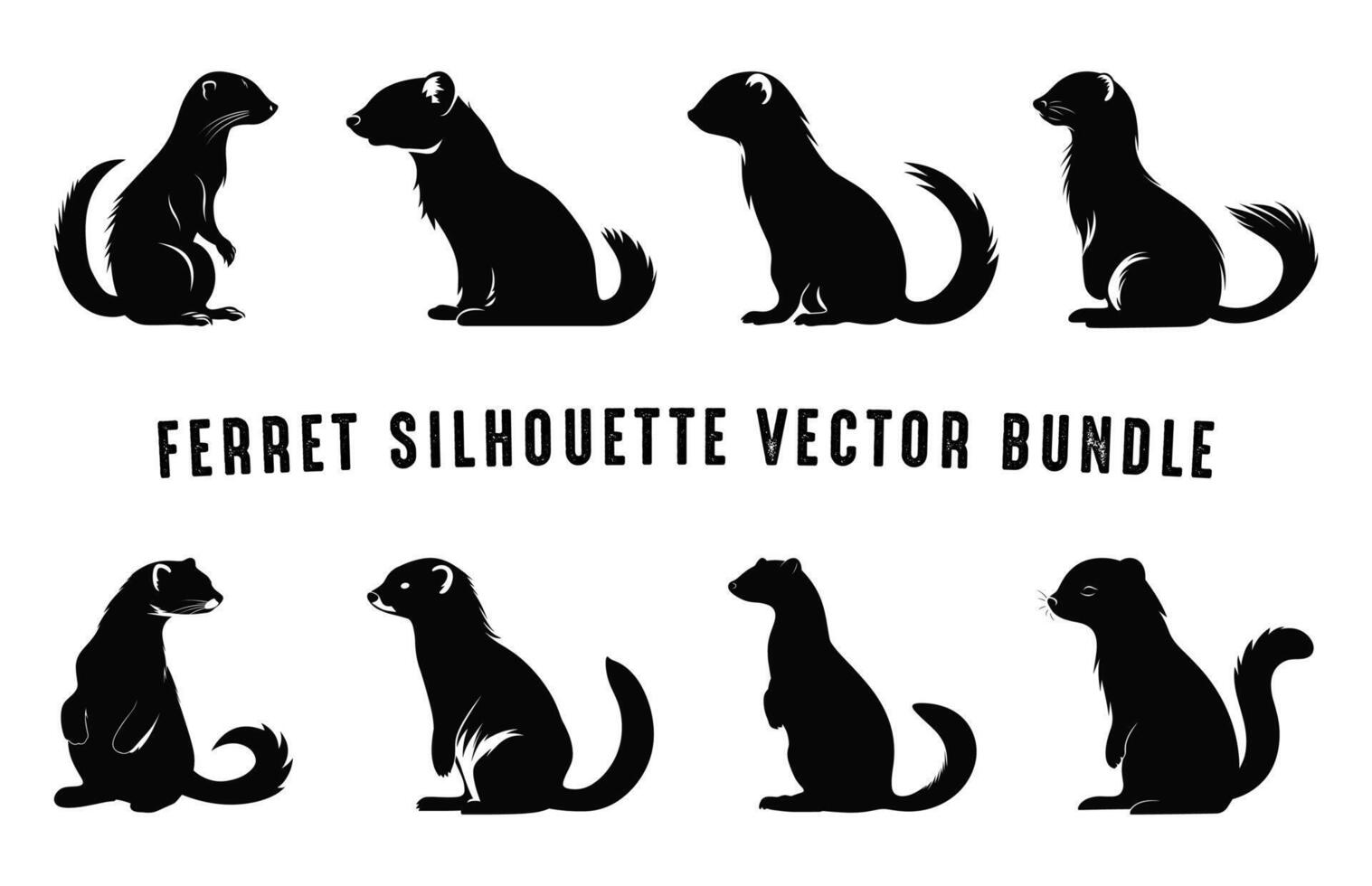 fret silhouet zwart en wit vector set, wezel fret silhouetten clip art bundel