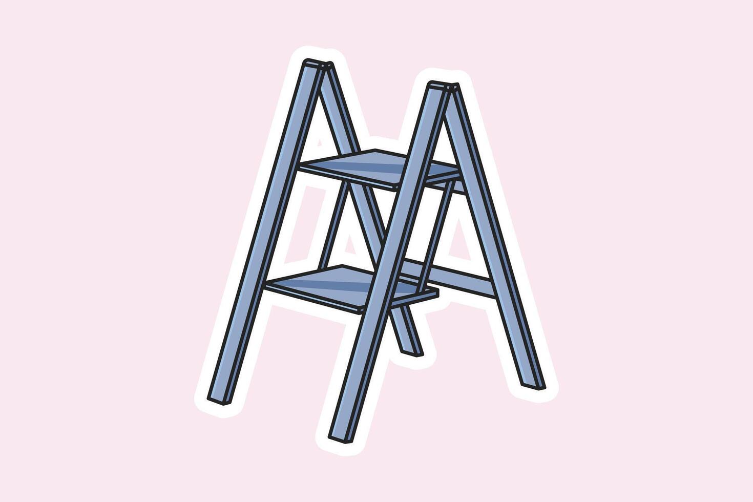 werken metaal trapladder sticker vector illustratie. interieur voorwerpen icoon concept. stap ladders voor huiselijk en bouw behoeften sticker ontwerp icoon logo.