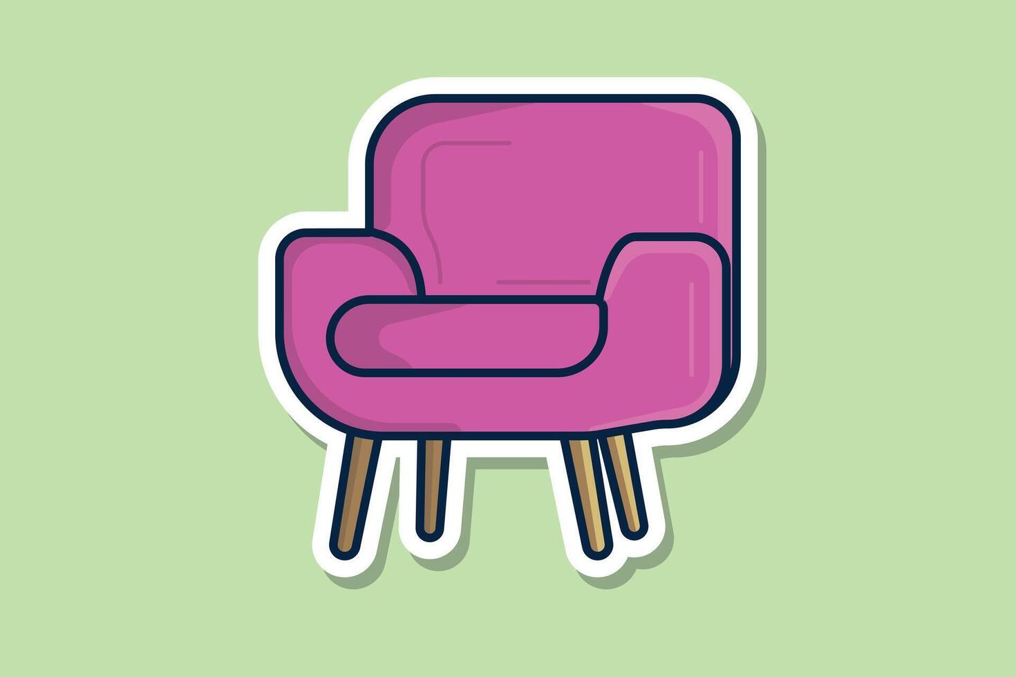 sofa stoel, fauteuil voor leven kamer sticker vector illustratie. interieur binnen- voorwerpen icoon concept. meubilair voor de huis en kantoor decoratie sticker vector ontwerp met schaduw.