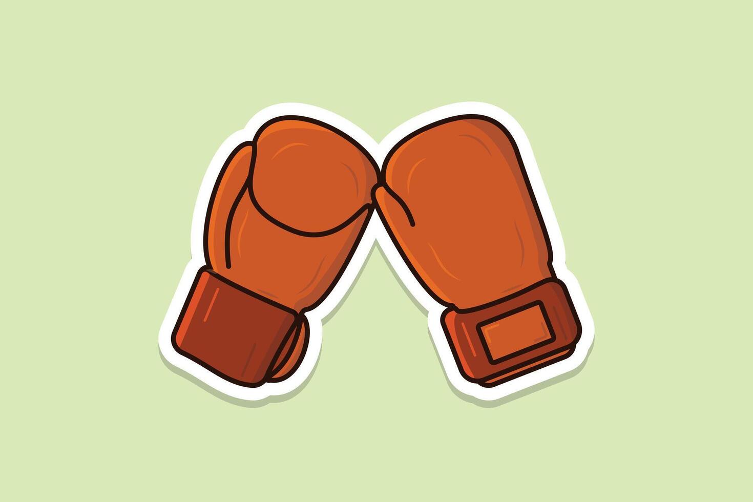 boksen sport handschoenen sticker vector illustratie. sport boksen voorwerp icoon concept. boksen handschoenen voorkant en terug visie sticker vector ontwerp met schaduw. bokser sportkleding voor stempel training.