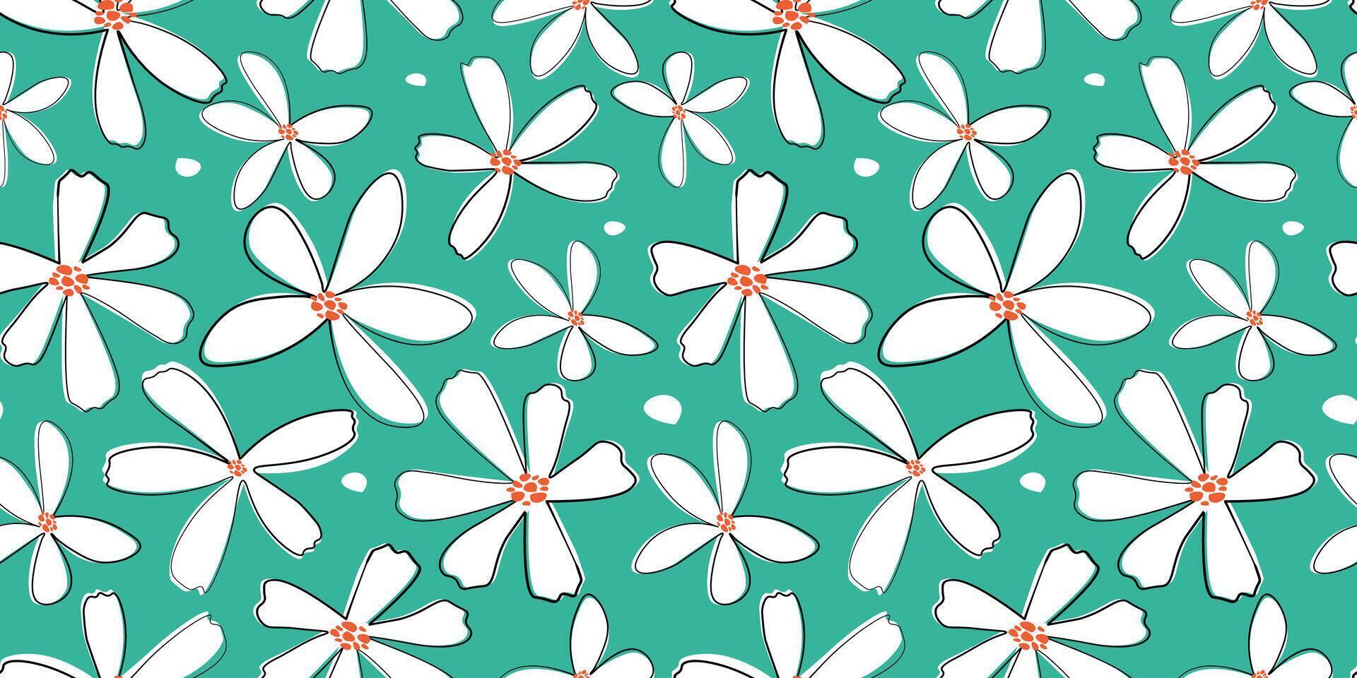 naadloos patroon met abstract bloemen, bladeren. zomer gemakkelijk afdrukken. vector grafiek.