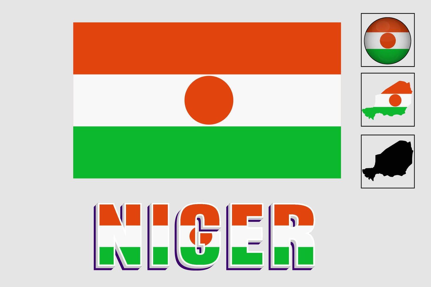 Niger vlag en kaart in een vector grafisch