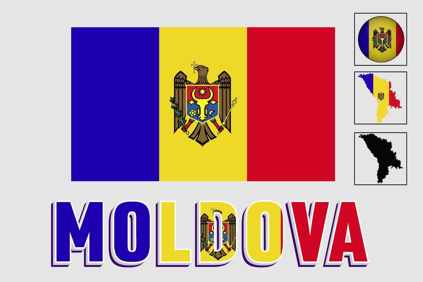 Moldavië vlag en kaart in een vector grafisch