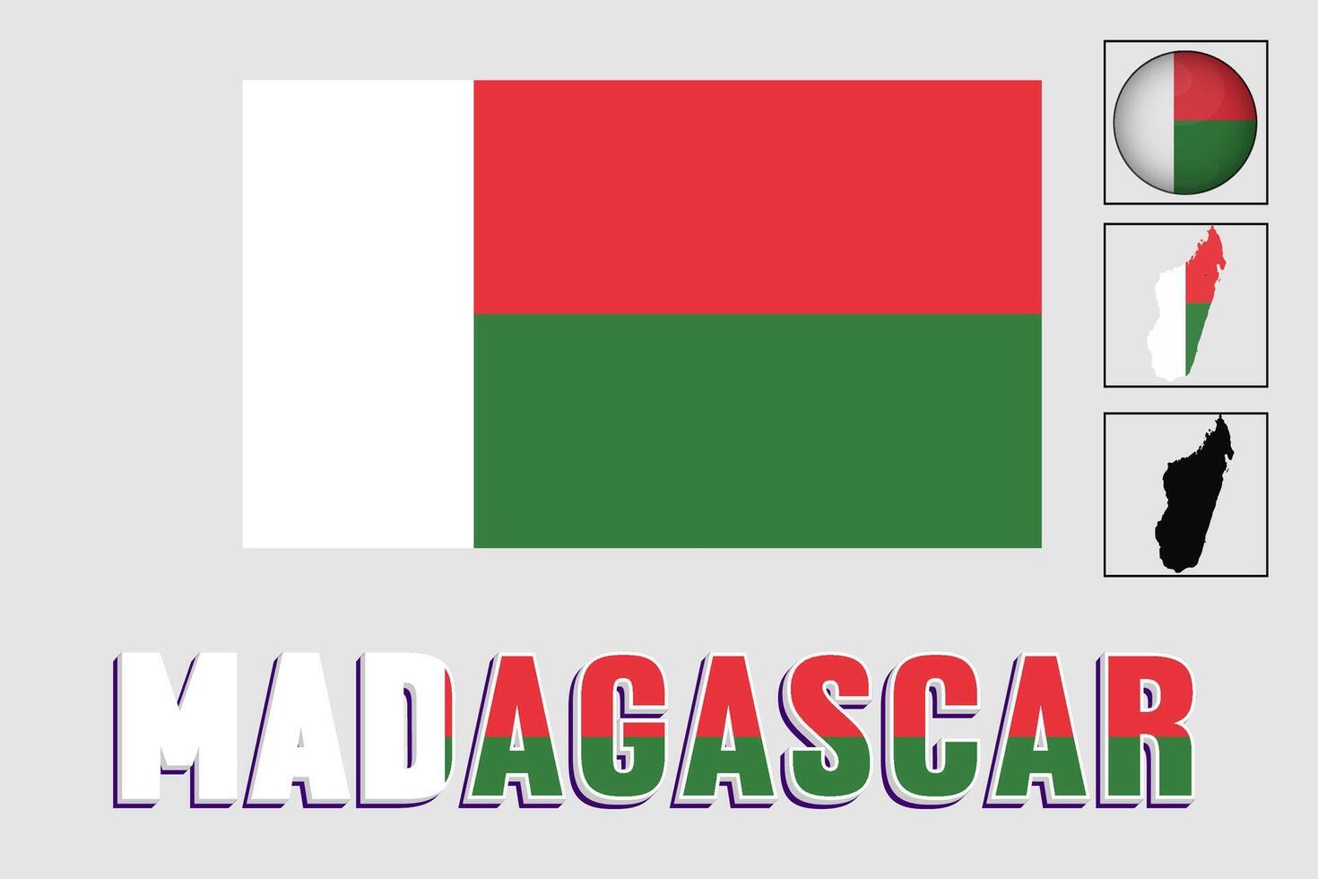 Madagascar kaart en vlag in vector illustratie