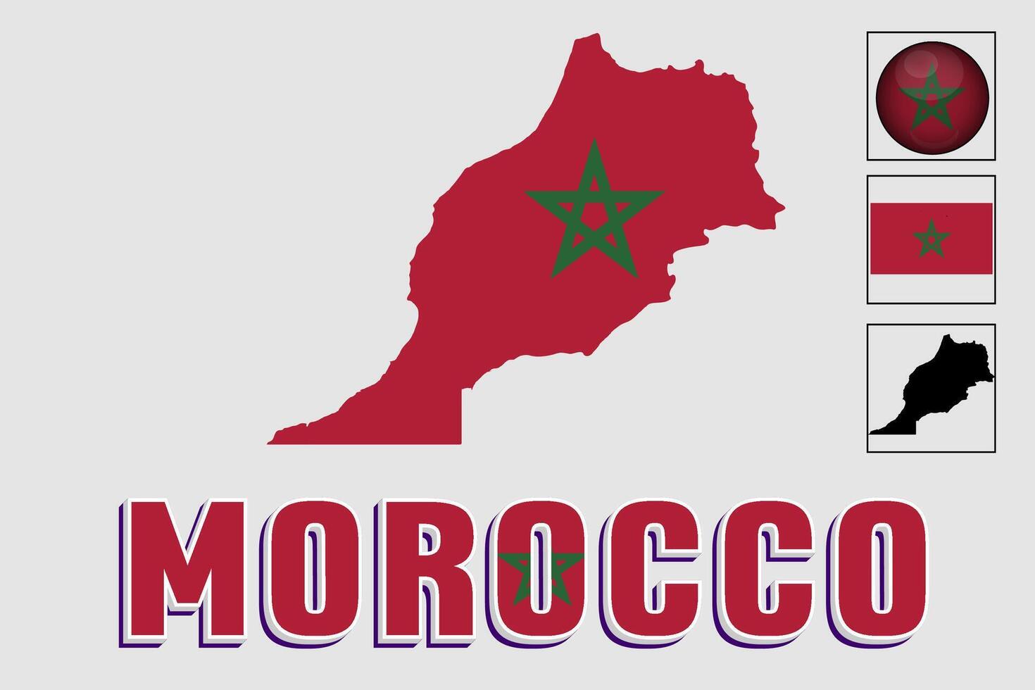Marokko vlag en kaart in een vector grafisch