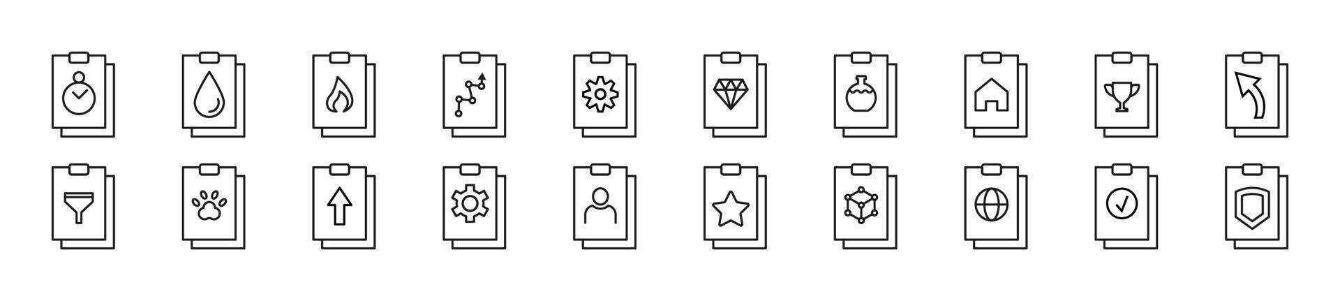 verzameling van schets symbool van klembord. bewerkbare hartinfarct. gemakkelijk lineair illustratie voor winkels, winkels, spandoeken, ontwerp vector