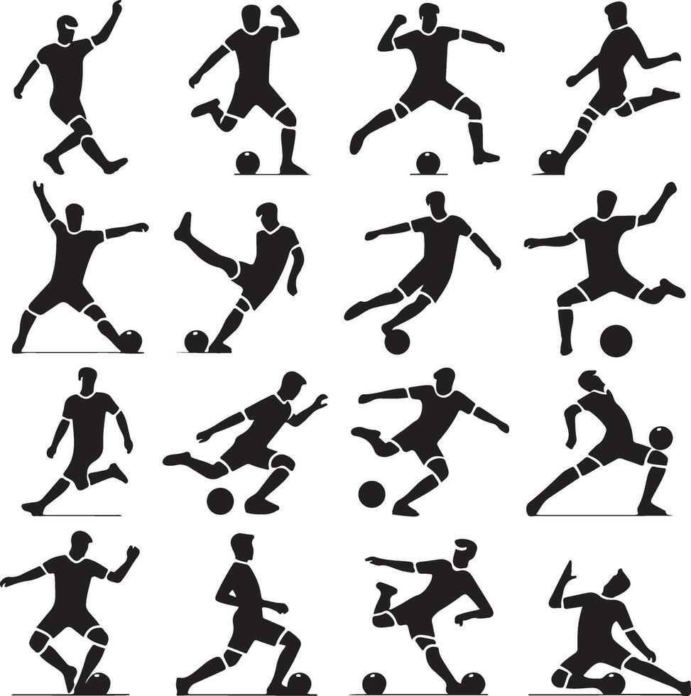 voetbal speler houding vector icoon in vlak stijl zwart kleur silhouet, wit achtergrond 45