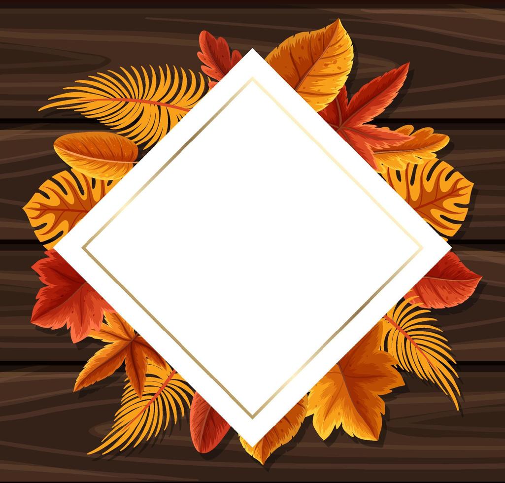 vierkant frame met herfstblad vector