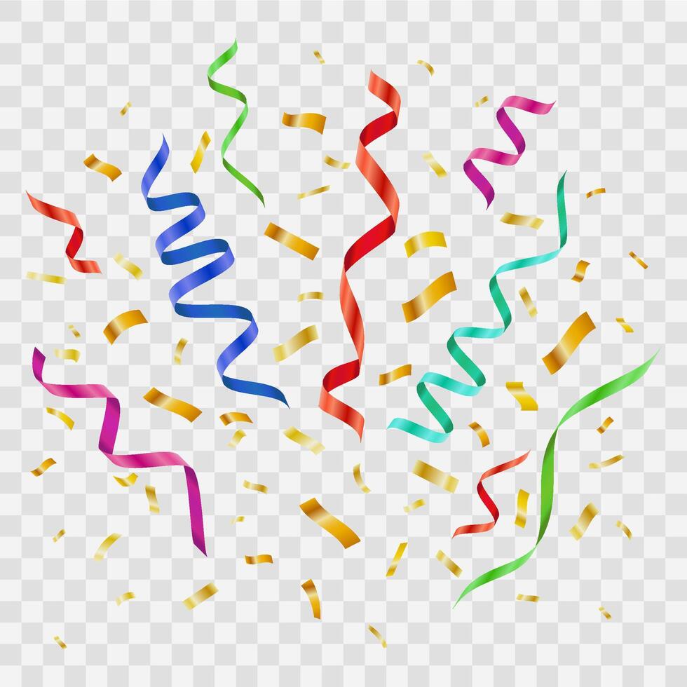 kleuren papier confetti. realistisch verjaardag partij decor, vliegend viering Kerstmis lint plons. decoratie vliegend en vallend kleurrijk papieren vector geïsoleerd illustratie