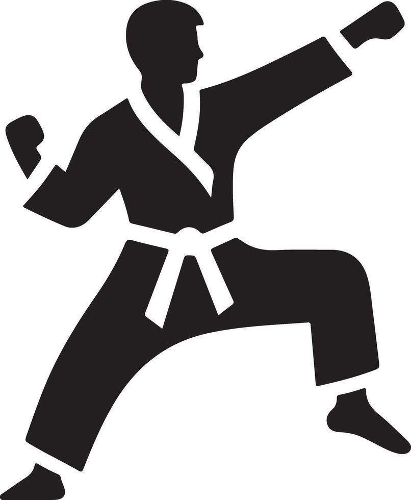 minimaal karate vechten vector icoon in vlak stijl zwart kleur silhouet, wit achtergrond 5