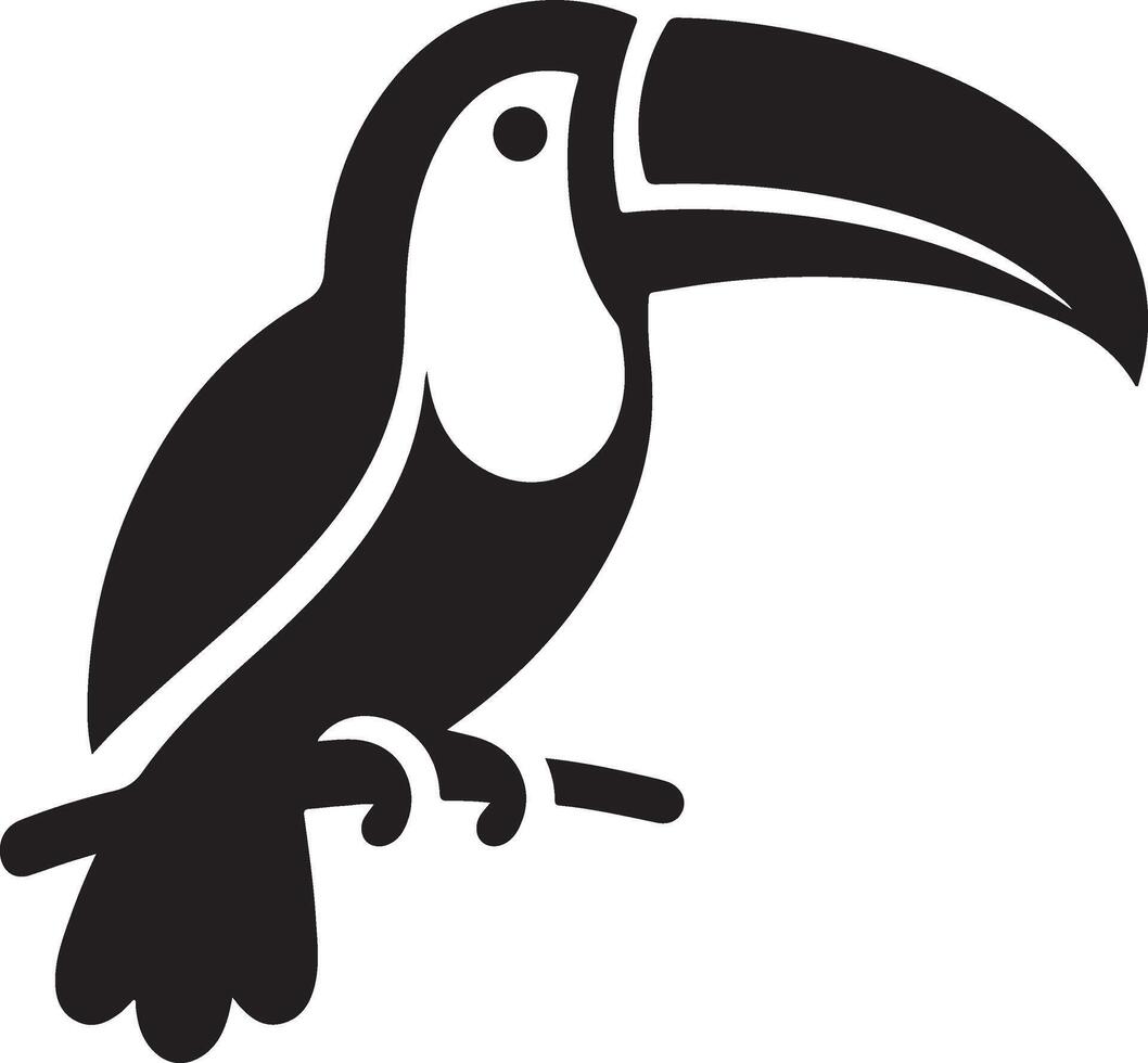 minimaal toekan vogel logo concept, clip art, symbool, zwart kleur silhouet, wit achtergrond 15 vector