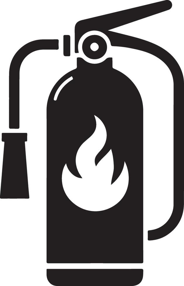 minimaal brand brandblusser icoon, symbool, clip art, zwart kleur silhouet, wit achtergrond 2 vector