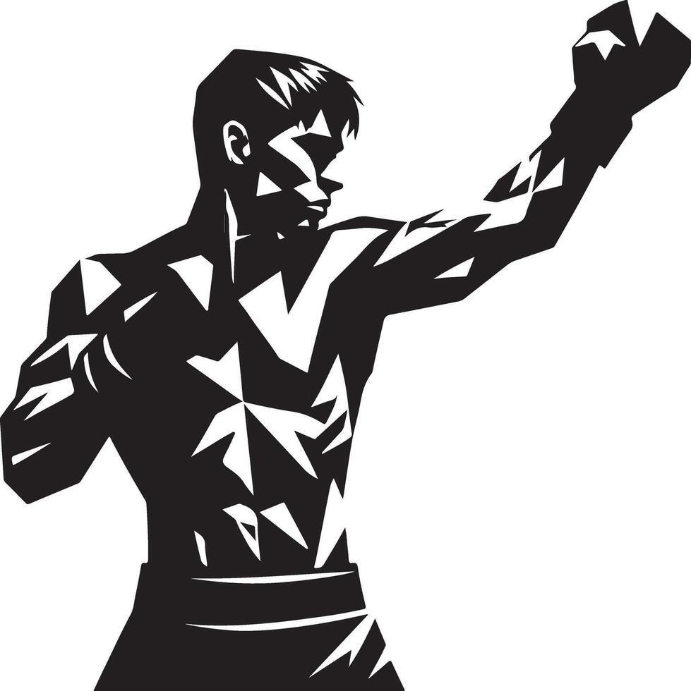 vechter logo, boksen geïsoleerd laag veelhoekige vector illustratie, vector zwart kleur silhouet 13