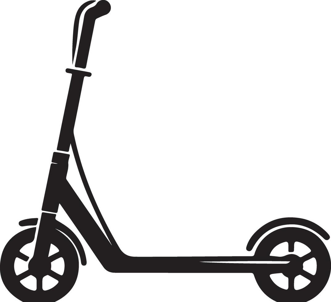 minimaal twee op wielen trap scooter vector zwart kleur silhouet, wit achtergrond 9