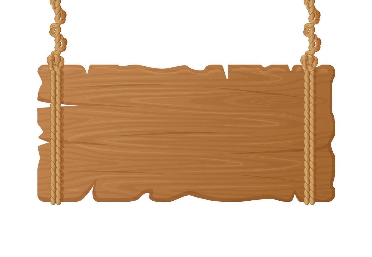 houten hangende bord. hout leeg uithangbord Aan touw, wijnoogst blanco aanplakbord, opgehangen hout bord plank vector illustratie