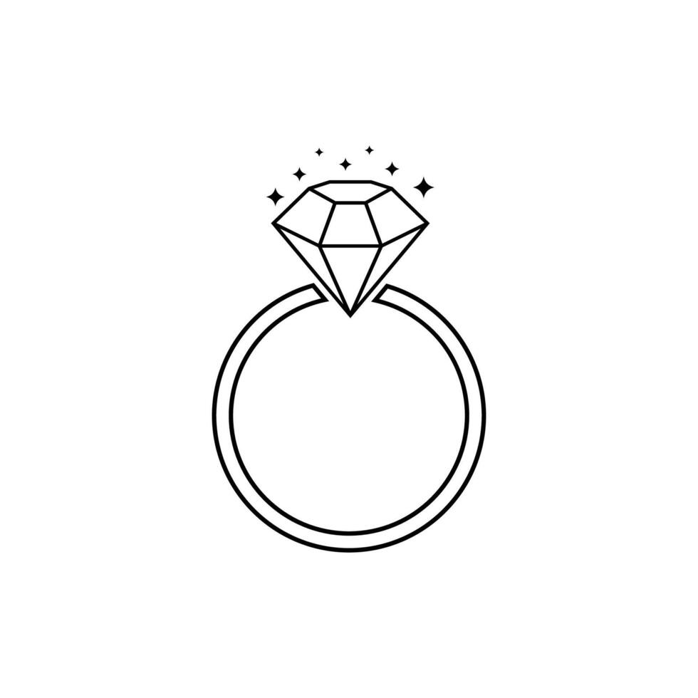 diamant verloving ring icoon . ring met edelsteen. ring diamant verloving. bruiloft ring met diamant icoon geïsoleerd vector illustratie