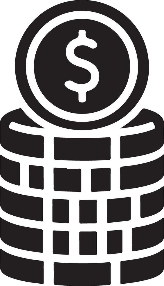 minimaal stack van munt geld icoon symbool, clip art, zwart kleur silhouet, wit achtergrond 14 vector