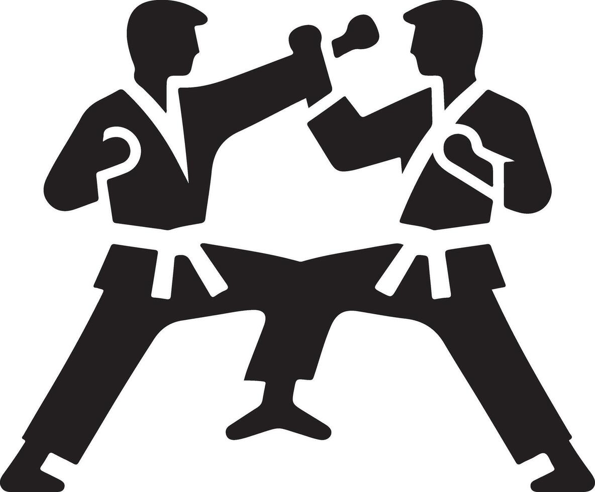 minimaal karate vechten vector icoon in vlak stijl zwart kleur silhouet, wit achtergrond 16