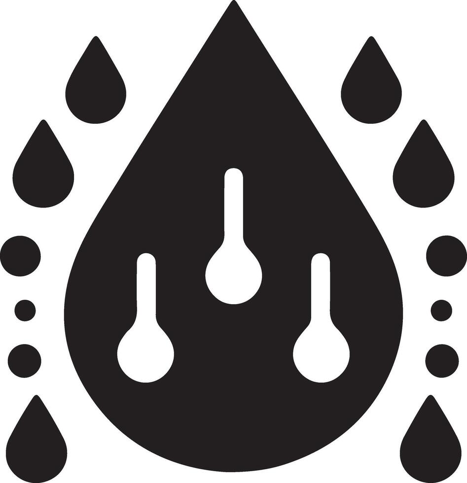 minimaal regen laten vallen icoon symbool, vlak illustratie, zwart kleur silhouet, wit achtergrond 19 vector