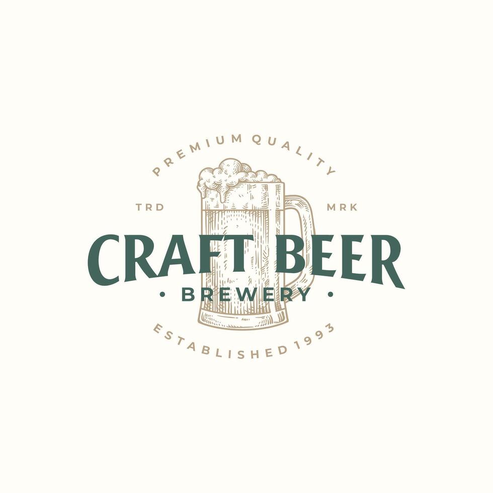 wijnoogst bier logo ontwerp sjabloon met hand- getrokken illustratie. vector