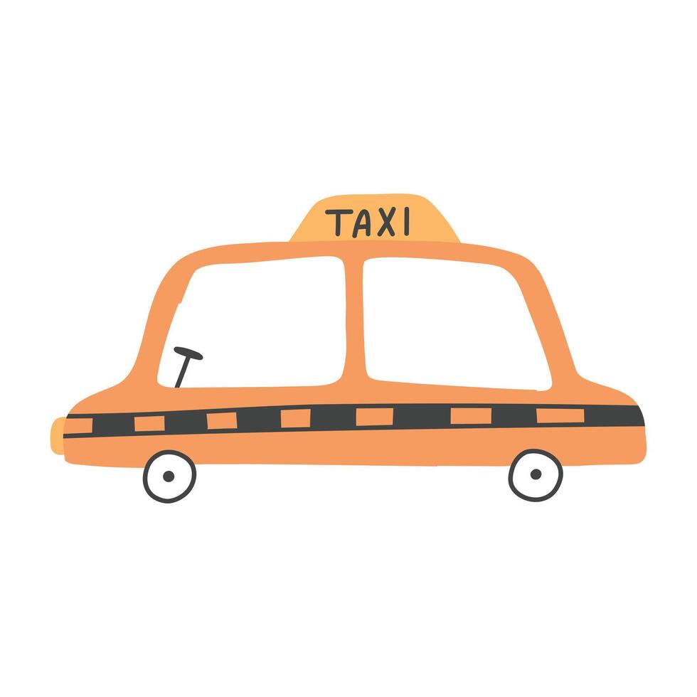 vector taxi auto geïsoleerd Aan wit achtergrond. hand getekend kinderen taxi.