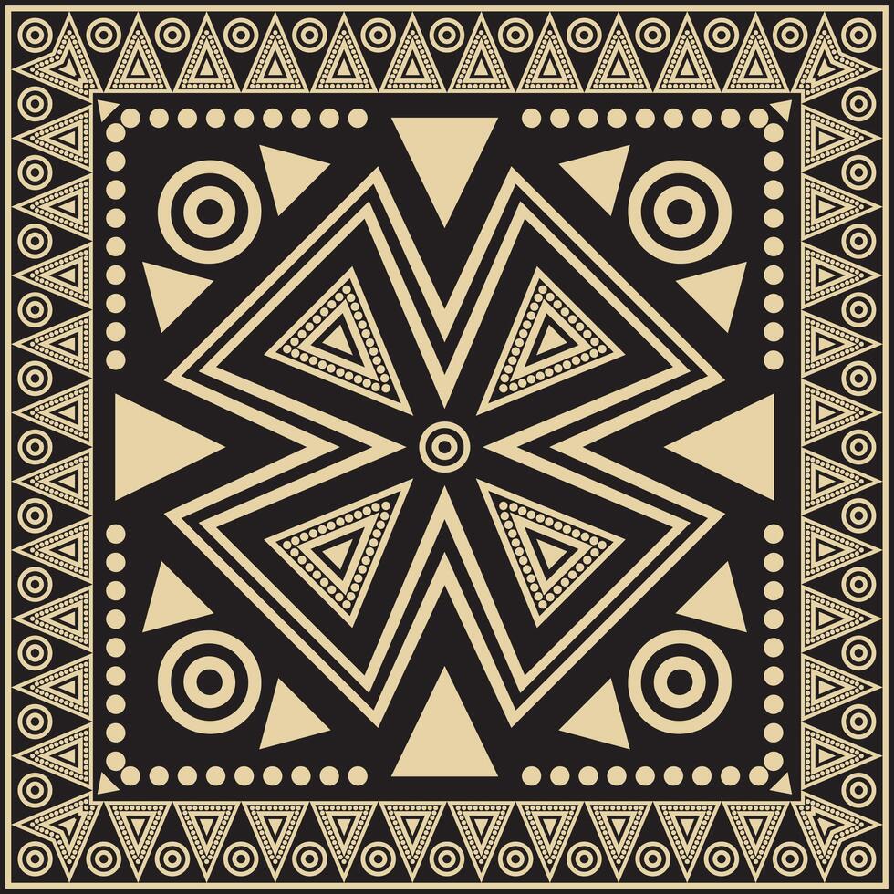 vector zwart en goud inheems Amerikaans volk ornament. plein patroon, sjaal van de volkeren van Amerika, azteeks, inca's, Maya