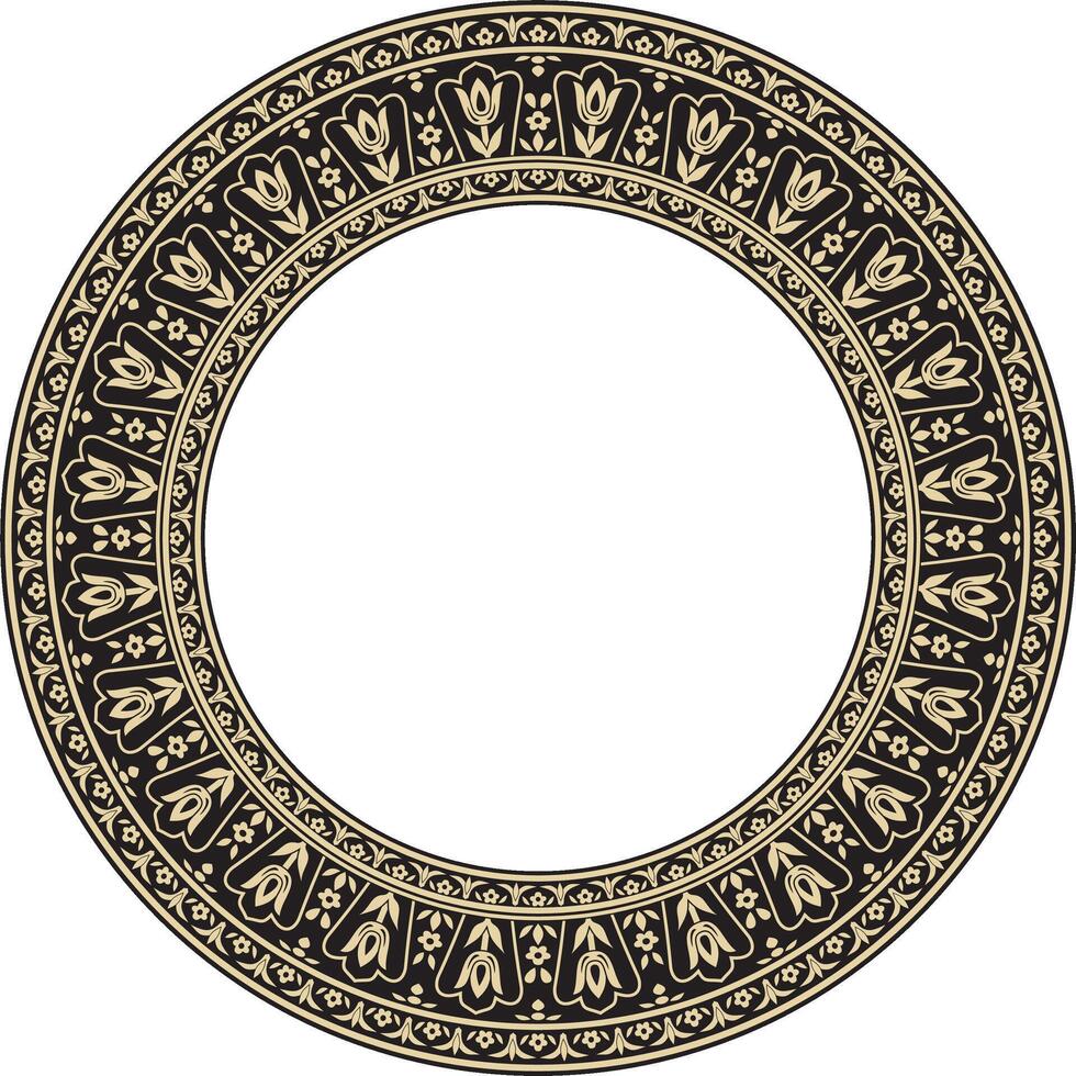 vector gouden en zwart ronde Turks ornament. eindeloos poef nationaal grens, kader