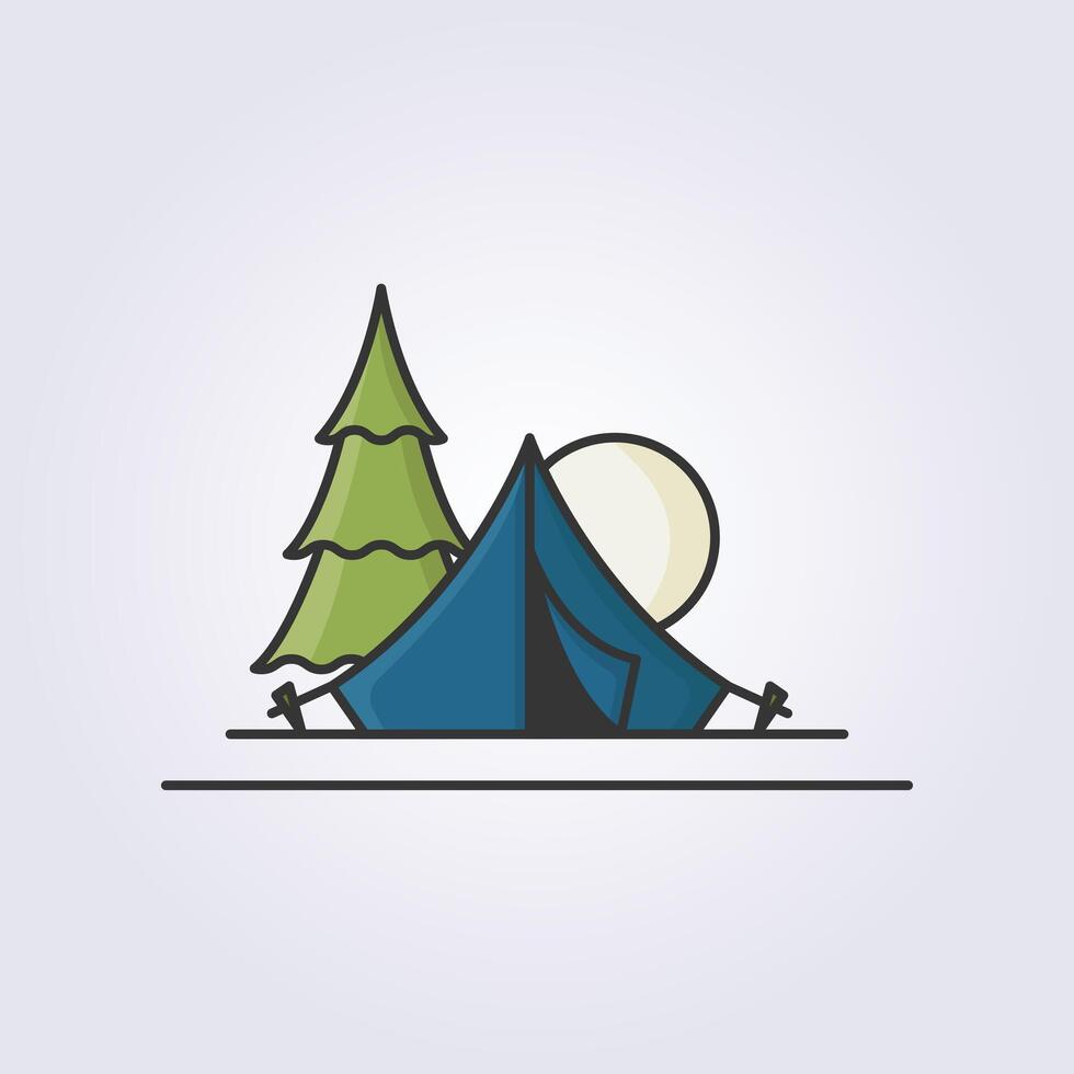 gekleurde lijn camping icoon vector logo illustratie ontwerp