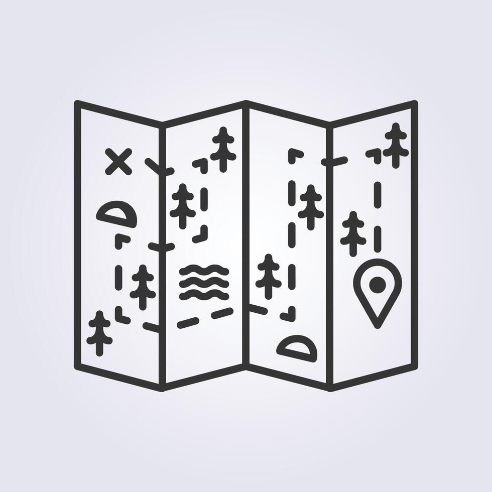 schets camping kaart icoon vector logo ontwerp