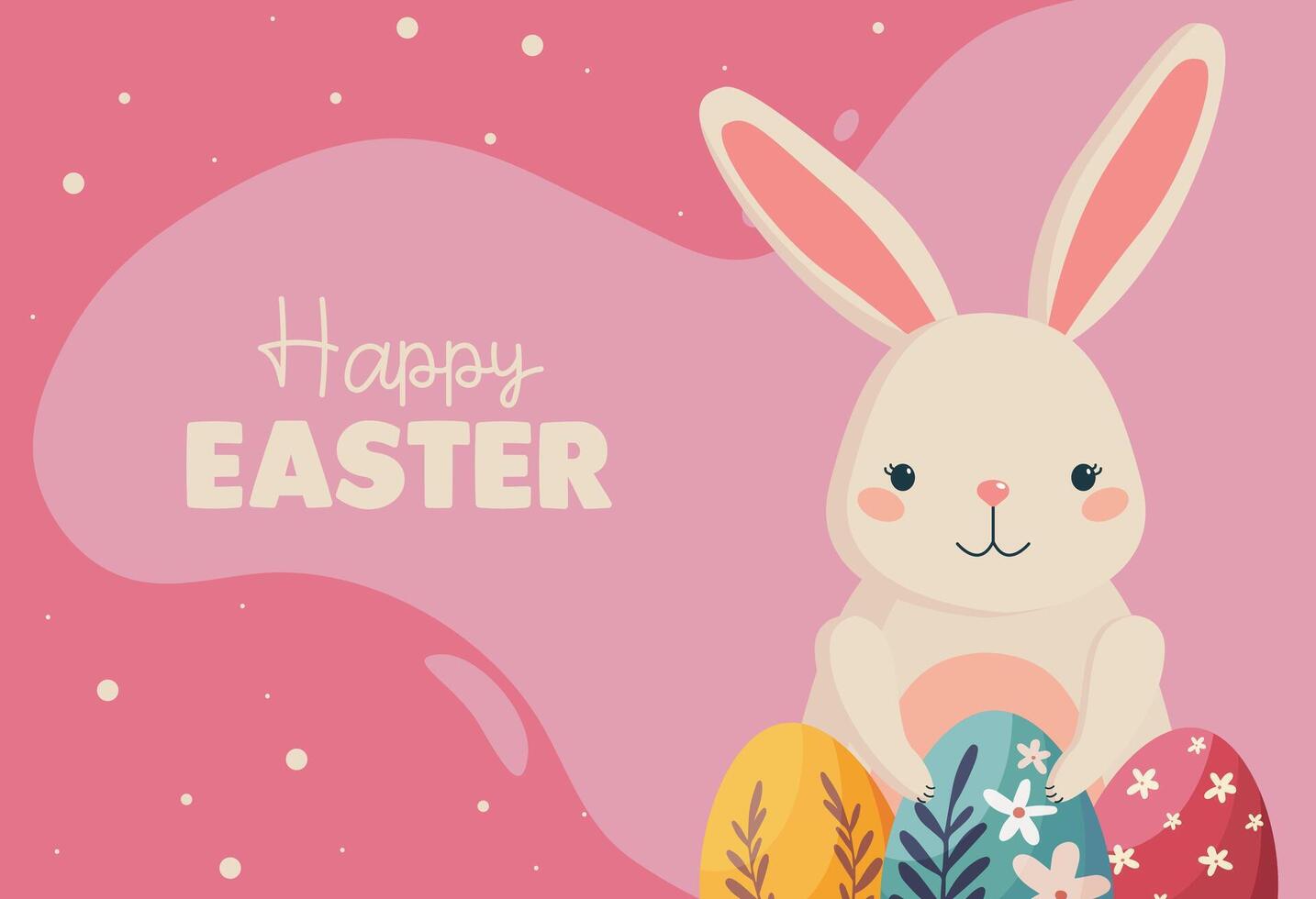 vector gelukkig Pasen horizontaal banier, schattig Pasen konijn voor sociaal media