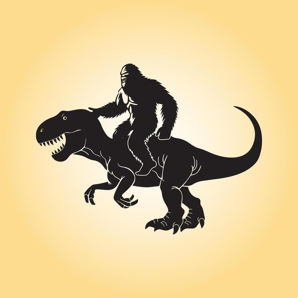 ai gegenereerd grote voet rijden Aan dinosaurus silhouet vector illustratie